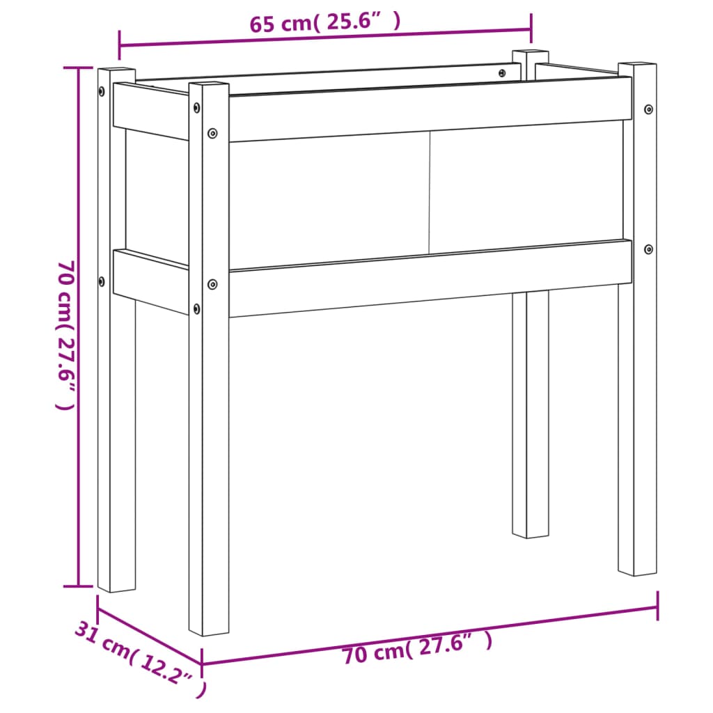 vidaXL Fioriera Giardino Gambe Marrone Cera 70x31x70 cm Massello Pino VIDAXL