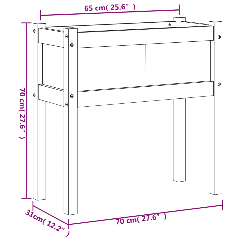 vidaXL Fioriera Giardino con Gambe 70x31x70 cm Legno Massello Douglas