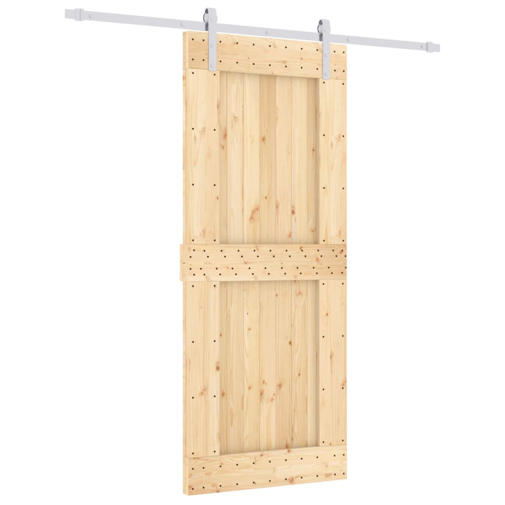 vidaXL Porta Scorrevole con Set Hardware 85x210 cm Legno Massello Pino