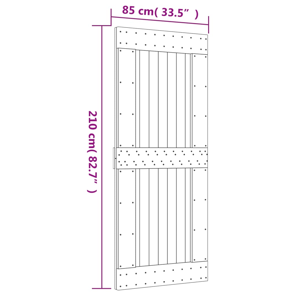 vidaXL Porta Scorrevole con Set Hardware 85x210 cm Legno Massello Pino