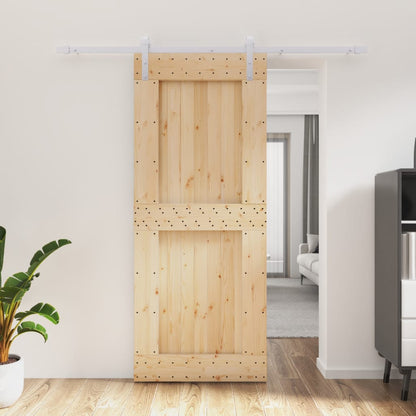 vidaXL Porta Scorrevole con Set Hardware 85x210 cm Legno Massello Pino