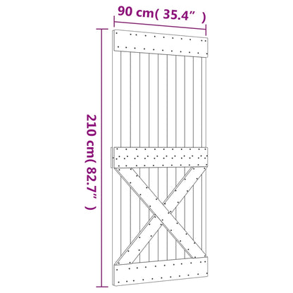 vidaXL Porta Scorrevole con Set Hardware 90x210 cm Legno Massello Pino