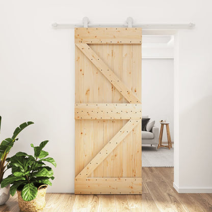 vidaXL Porta Scorrevole con Set Hardware 85x210 cm Legno Massello Pino