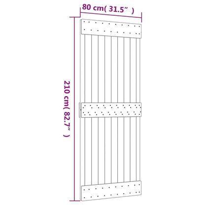 vidaXL Porta Scorrevole con Set Hardware 80x210 cm Legno Massello Pino