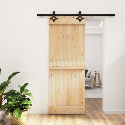 vidaXL Porta Scorrevole con Set Hardware 80x210 cm Legno Massello Pino