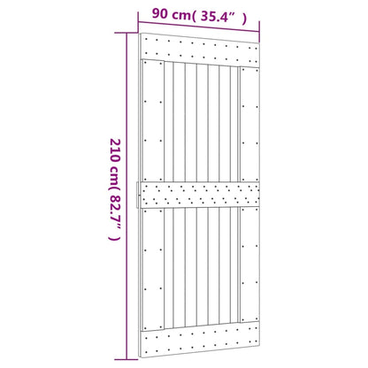 vidaXL Porta Scorrevole con Set Hardware 90x210 cm Legno Massello Pino