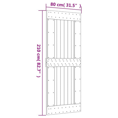 vidaXL Porta Scorrevole con Set Hardware 80x210 cm Legno Massello Pino