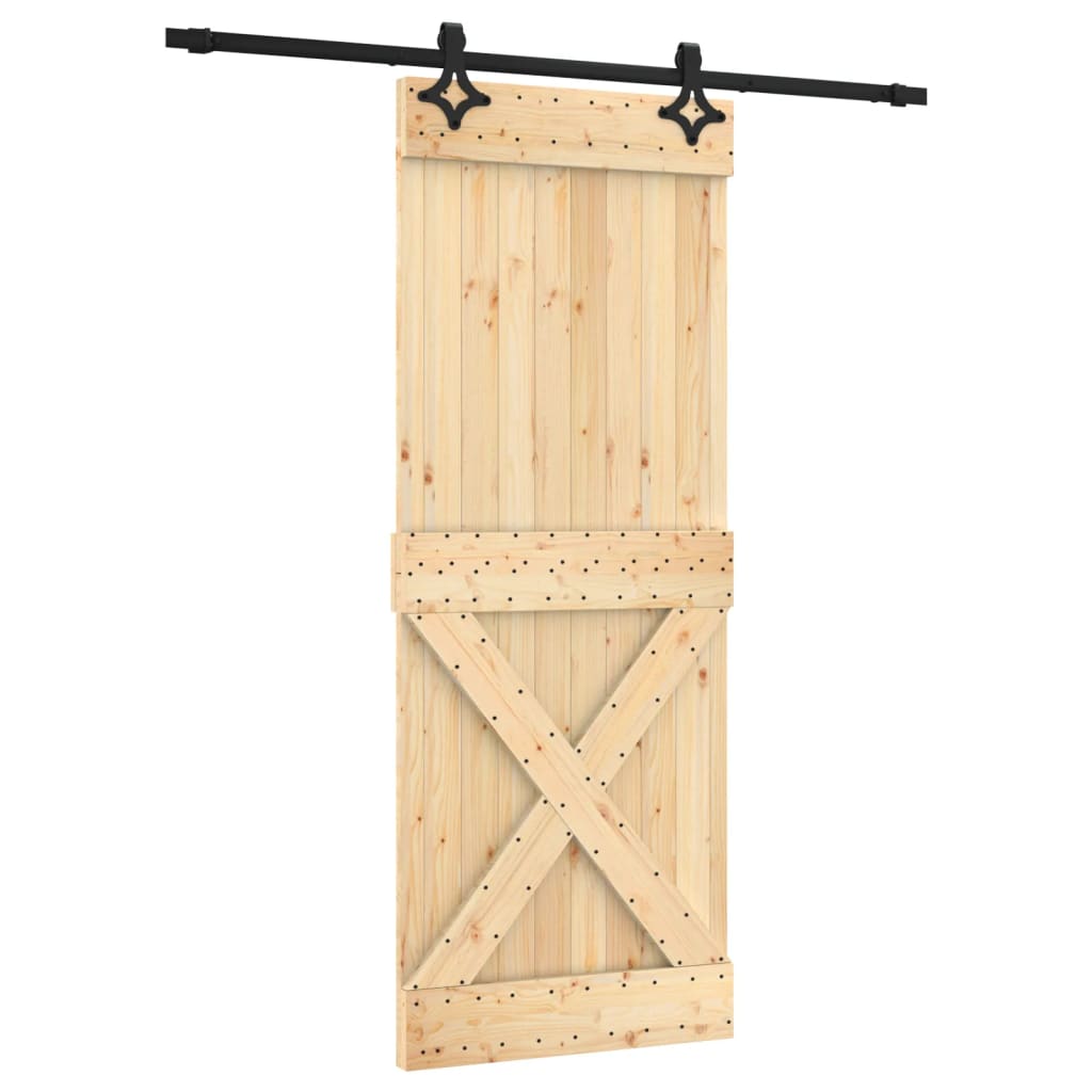 vidaXL Porta Scorrevole con Set Hardware 80x210 cm Legno Massello Pino