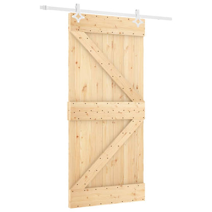 vidaXL Porta Scorrevole con Set Hardware 100x210cm Legno Massello Pino