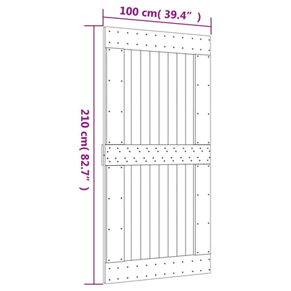 vidaXL Porta Scorrevole con Set Hardware 100x210cm Legno Massello Pino