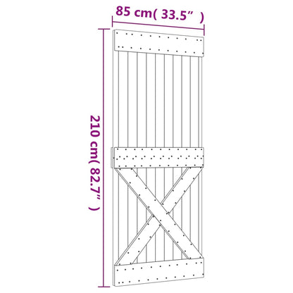 vidaXL Porta Scorrevole con Set Hardware 85x210 cm Legno Massello Pino