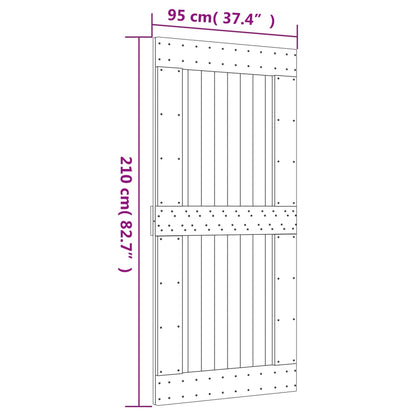 vidaXL Porta Scorrevole con Set Hardware 95x210 cm Legno Massello Pino