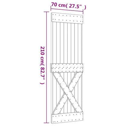 vidaXL Porta Scorrevole con Set Hardware 70x210 cm Legno Massello Pino
