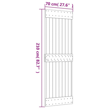 vidaXL Porta Scorrevole con Set Hardware 70x210 cm Legno Massello Pino