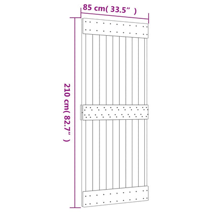 vidaXL Porta Scorrevole con Set Hardware 85x210 cm Legno Massello Pino