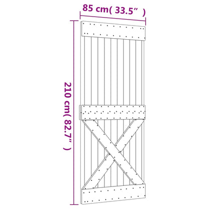 vidaXL Porta Scorrevole con Set Hardware 85x210 cm Legno Massello Pino