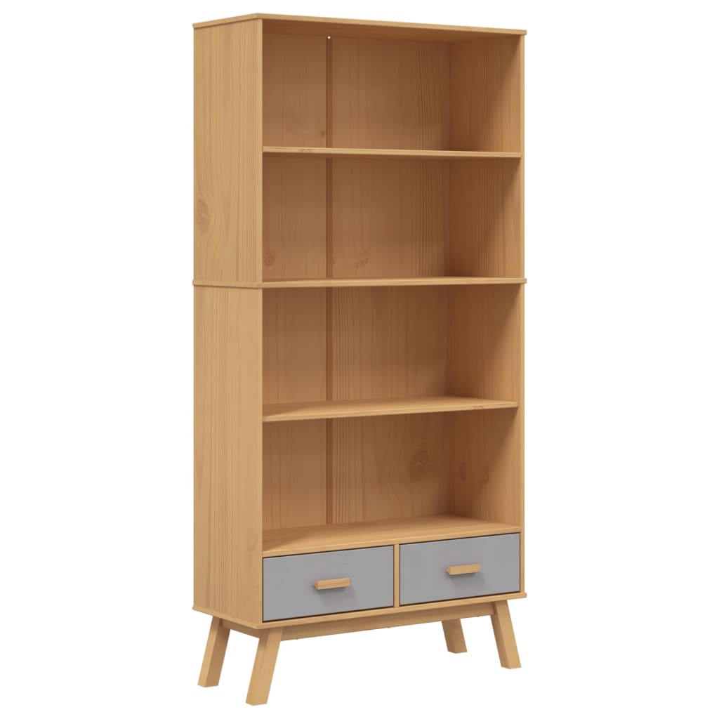 vidaXL Libreria 4 Ripiani OLDEN Grigia e Marrone Legno Massello Pino VIDAXL