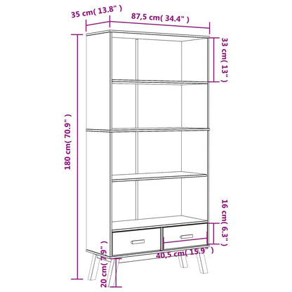 vidaXL Libreria 4 Ripiani OLDEN Grigia e Marrone Legno Massello Pino VIDAXL