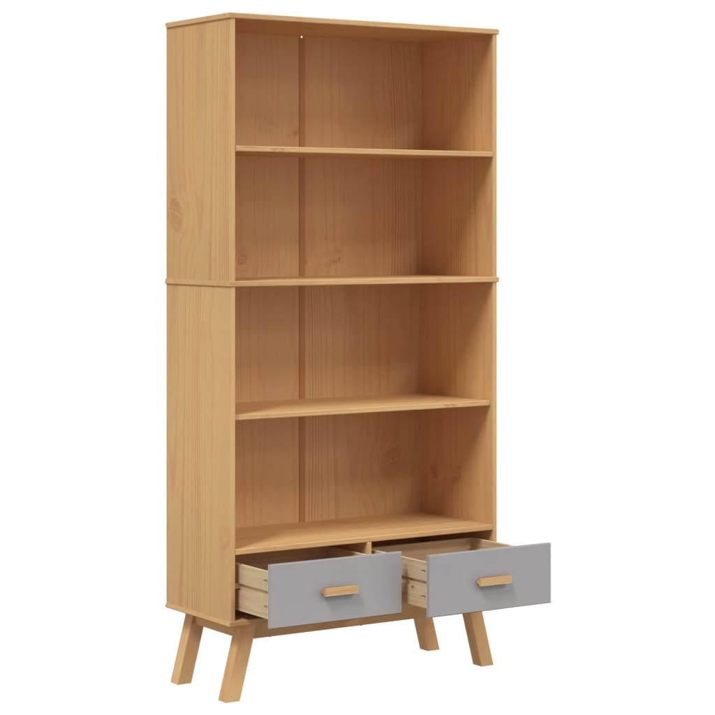 vidaXL Libreria 4 Ripiani OLDEN Grigia e Marrone Legno Massello Pino VIDAXL