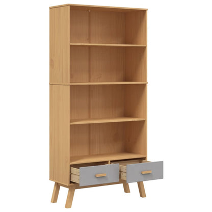 vidaXL Libreria 4 Ripiani OLDEN Grigia e Marrone Legno Massello Pino VIDAXL