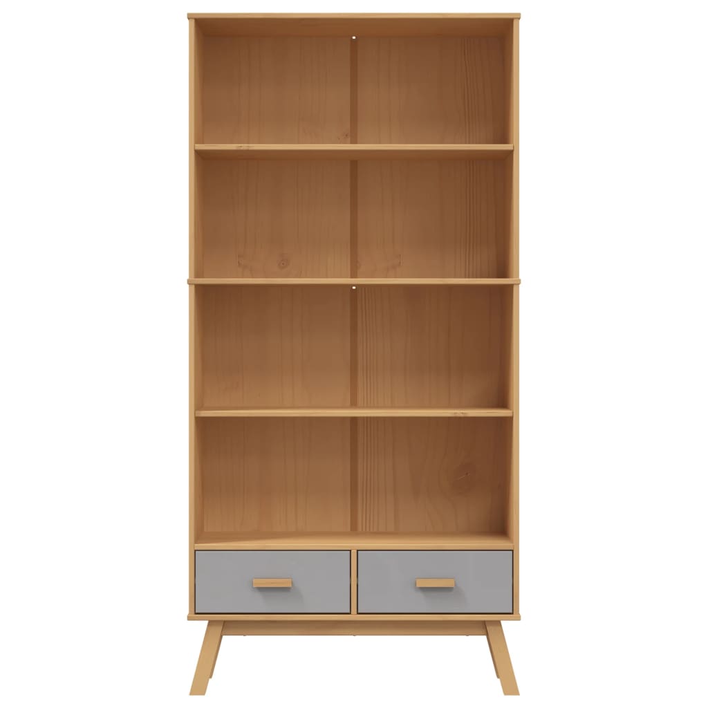vidaXL Libreria 4 Ripiani OLDEN Grigia e Marrone Legno Massello Pino VIDAXL
