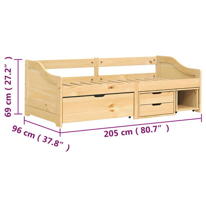 vidaXL Dormeuse 3 Cassetti 90x200 cm Legno Massello Pino IRUN