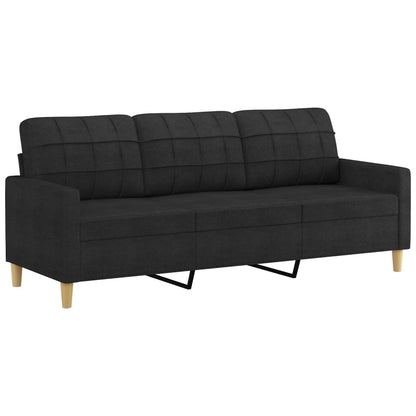 vidaXL Divano a 3 Posti Nero 180 cm in Tessuto