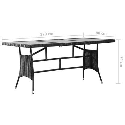 vidaXL Tavolo da Giardino Nero 170x80x74 cm in Polyrattan