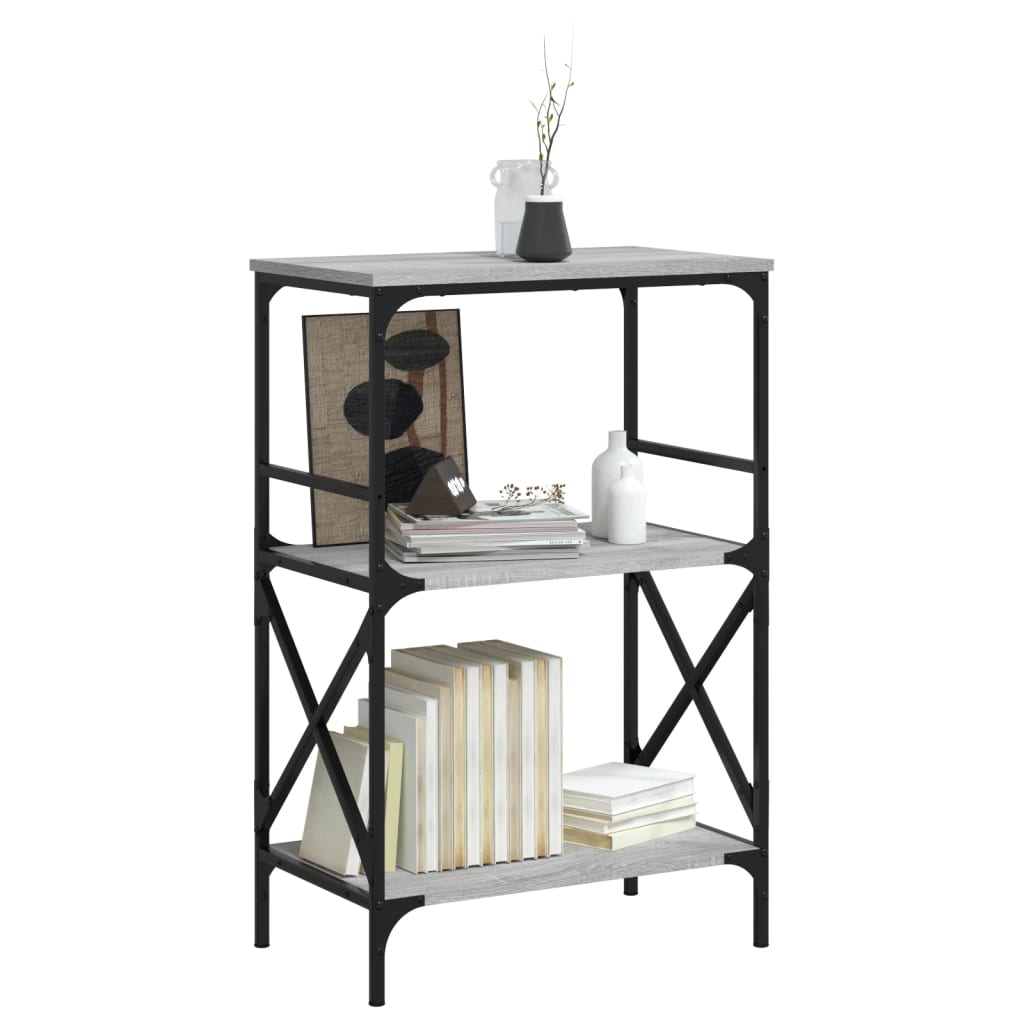 vidaXL Libreria 3 Ripiani Grigio Sonoma 59x35x90,5cm Legno Multistrato VIDAXL