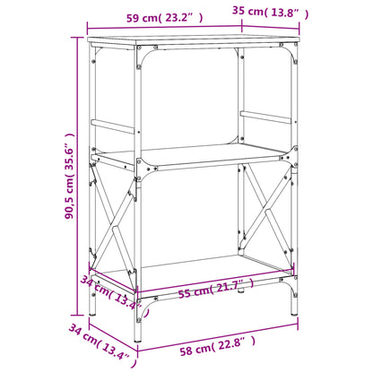 vidaXL Libreria 3 Ripiani Grigio Sonoma 59x35x90,5cm Legno Multistrato VIDAXL