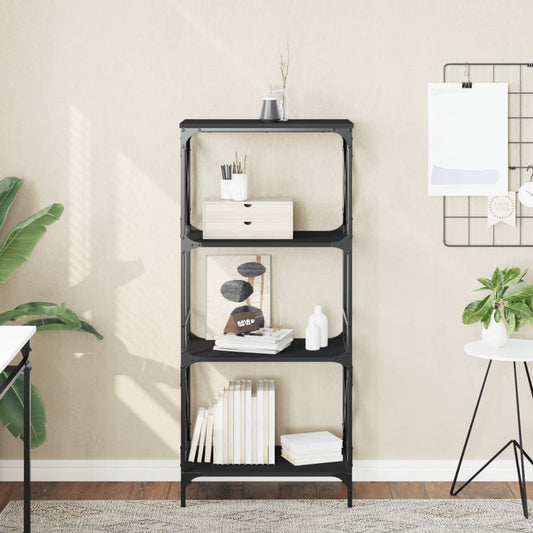 vidaXL Libreria a 4 Ripiani Nera 59x35x132 cm in Legno Multistrato VIDAXL