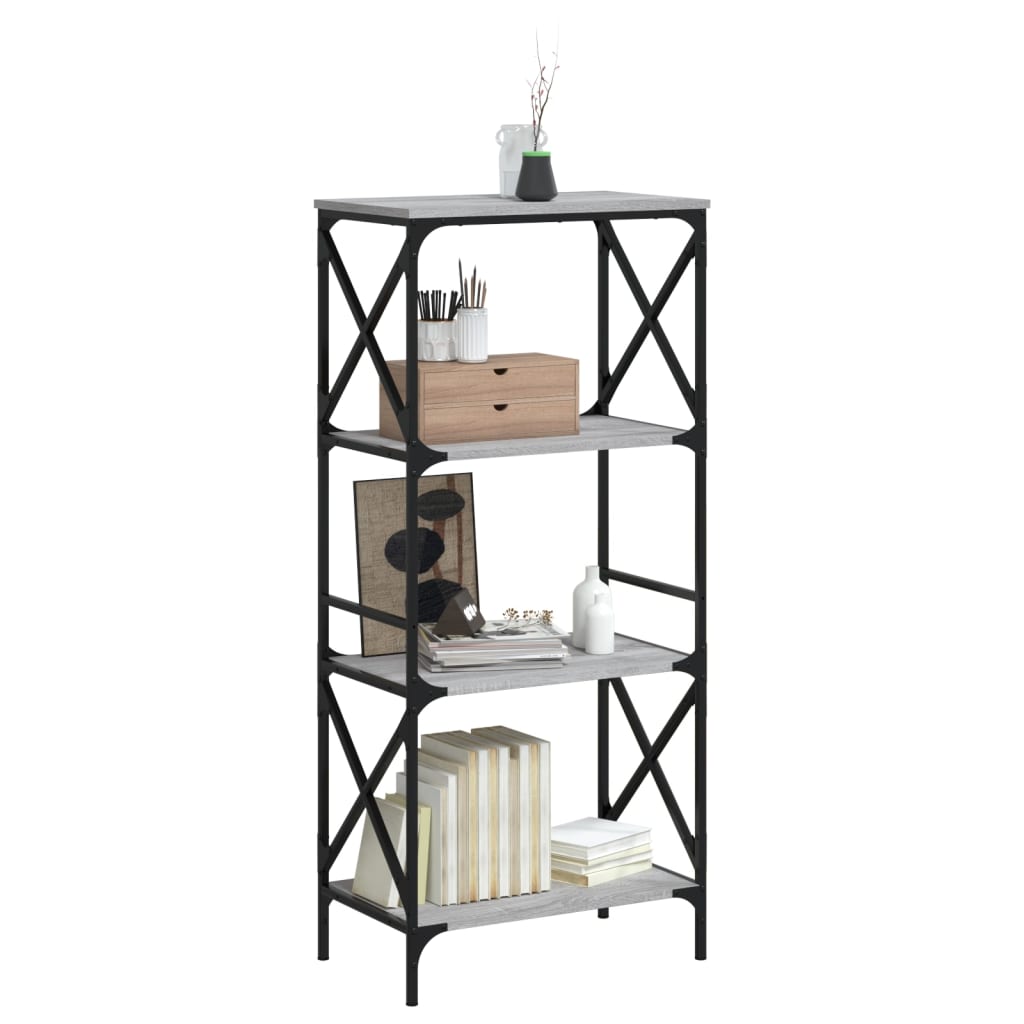 vidaXL Libreria 4 Ripiani Grigio Sonoma 59x35x132cm Legno Multistrato VIDAXL