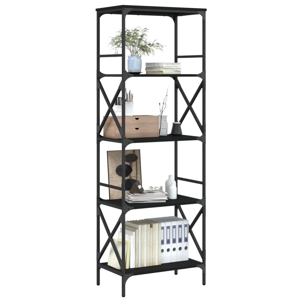 vidaXL Libreria a 5 Ripiani Nera 59x35x171 cm in Legno Multistrato VIDAXL