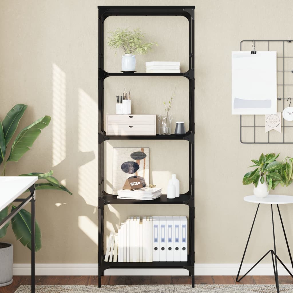 vidaXL Libreria a 5 Ripiani Nera 59x35x171 cm in Legno Multistrato VIDAXL