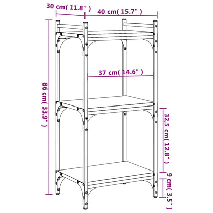 vidaXL Libreria a 3 Ripiani Grigio Sonoma 40x30x86cm Legno Multistrato
