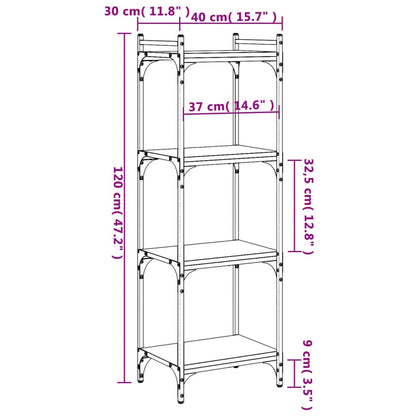 vidaXL Libreria a 4 Ripiani Nera 40x30x120 cm in Legno Multistrato