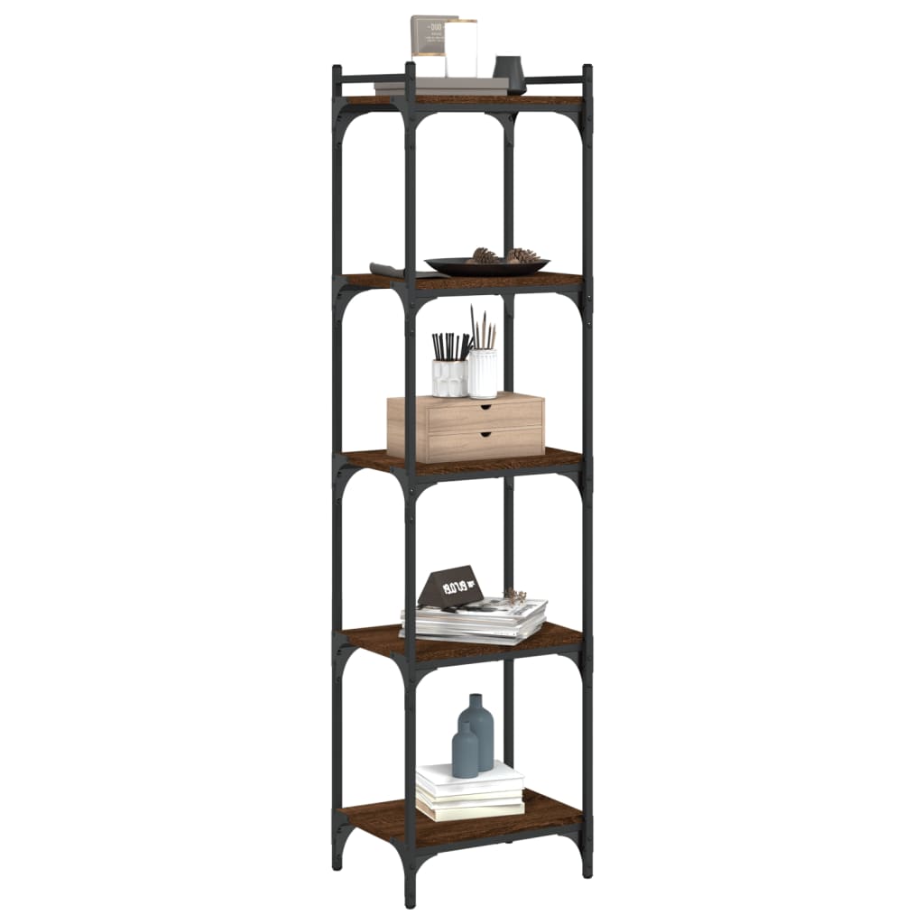 vidaXL Libreria 5 Ripiani Rovere Marrone 40x30x154cm Legno Multistrato VIDAXL