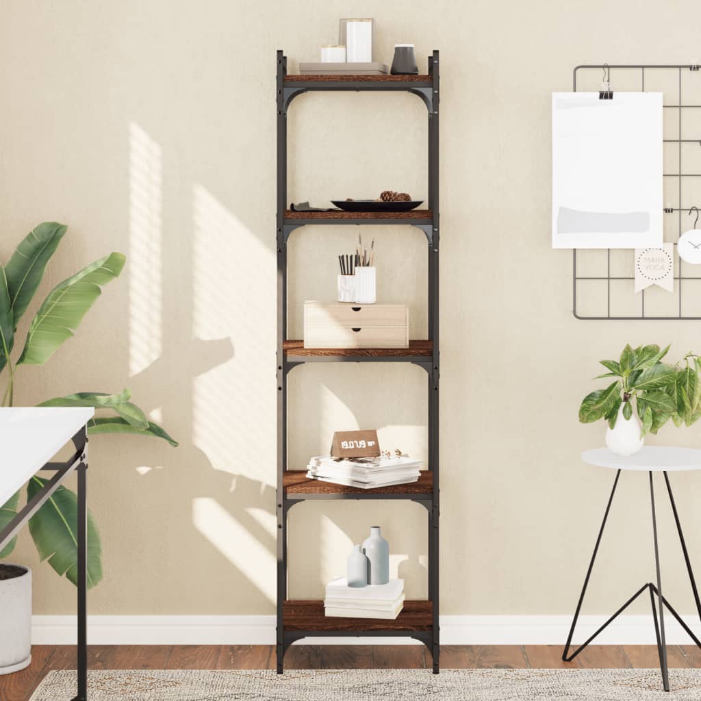 vidaXL Libreria 5 Ripiani Rovere Marrone 40x30x154cm Legno Multistrato VIDAXL