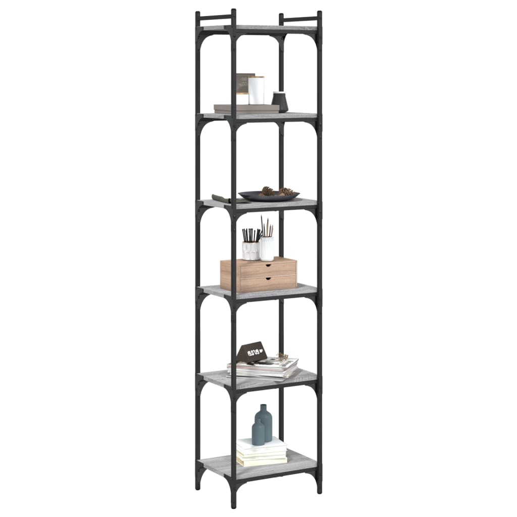 vidaXL Libreria 6 Ripiani Grigio Sonoma 40x30x188cm Legno Multistrato