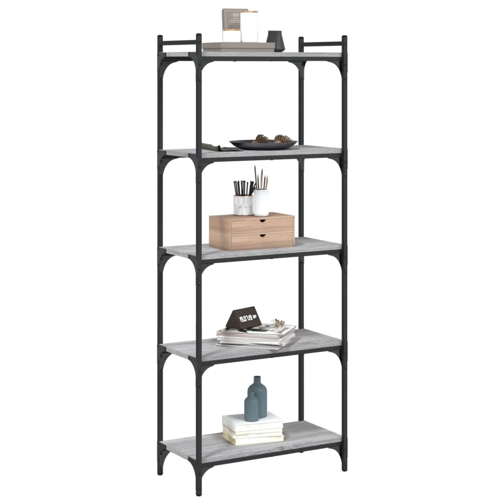 vidaXL Libreria 5 Ripiani Grigio Sonoma 60x30x154cm Legno Multistrato VIDAXL