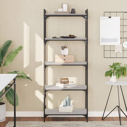 vidaXL Libreria 5 Ripiani Grigio Sonoma 60x30x154cm Legno Multistrato VIDAXL