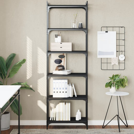 vidaXL Libreria a 6 Ripiani Nera 60x30x188 cm in Legno Multistrato VIDAXL