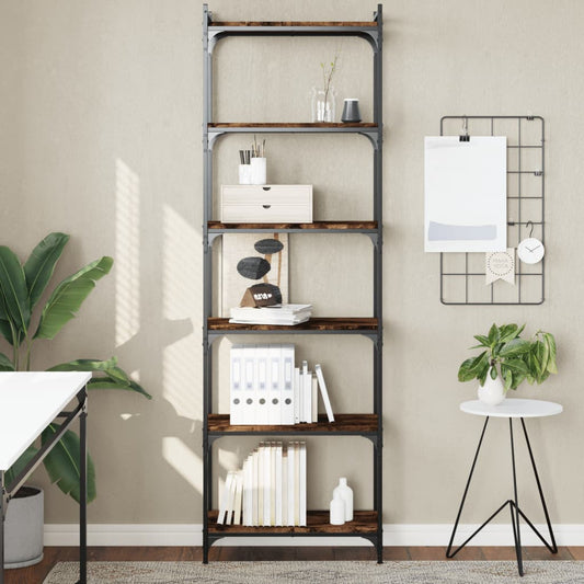 vidaXL Libreria a 6 Ripiani Rovere Fumo 60x30x188 cm Legno Multistrato