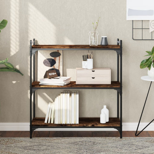 vidaXL Libreria a 3 Ripiani Rovere Fumo 80x30x86 cm Legno Multistrato VIDAXL