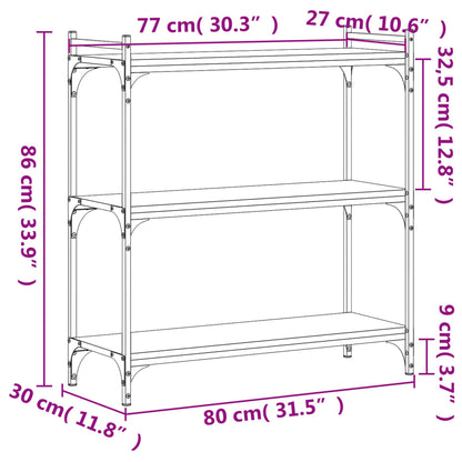 vidaXL Libreria a 3 Ripiani Grigio Sonoma 80x30x86cm Legno Multistrato