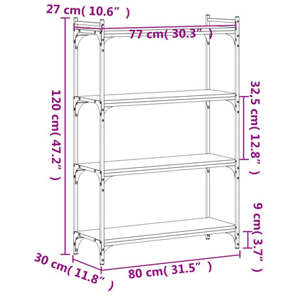 vidaXL Libreria a 4 Ripiani Rovere Fumo 80x30x120 cm Legno Multistrato VIDAXL