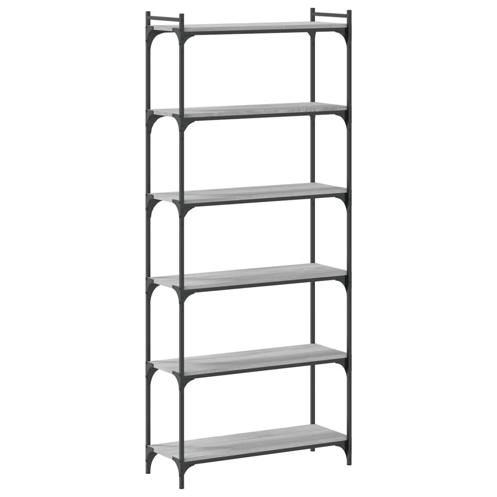 vidaXL Libreria 6 Ripiani Grigio Sonoma 80x30x188cm Legno Multistrato