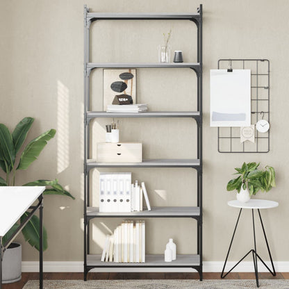 vidaXL Libreria 6 Ripiani Grigio Sonoma 80x30x188cm Legno Multistrato