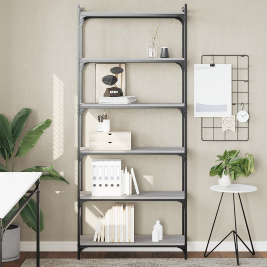vidaXL Libreria 6 Ripiani Grigio Sonoma 80x30x188cm Legno Multistrato