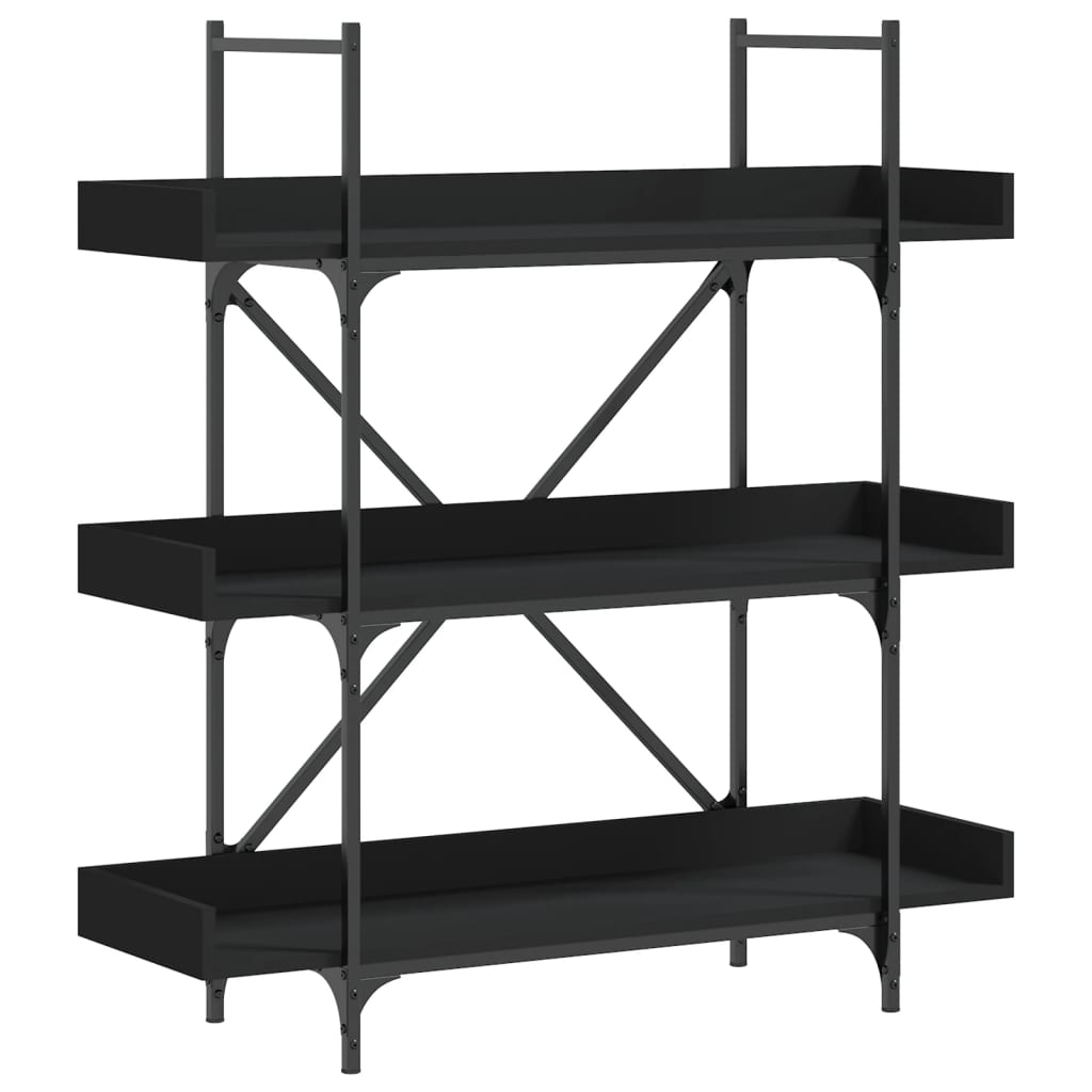 vidaXL Libreria a 3 Ripiani Nera 100x33x108,5 cm in Legno Multistrato